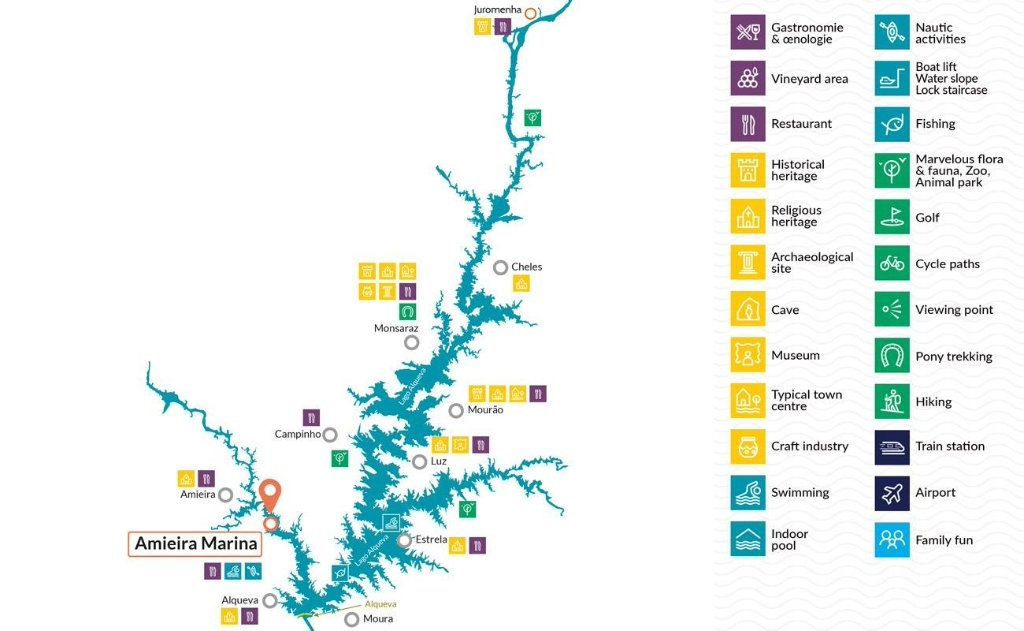 Vaargebied van het Alqueva-meer in Portugal
