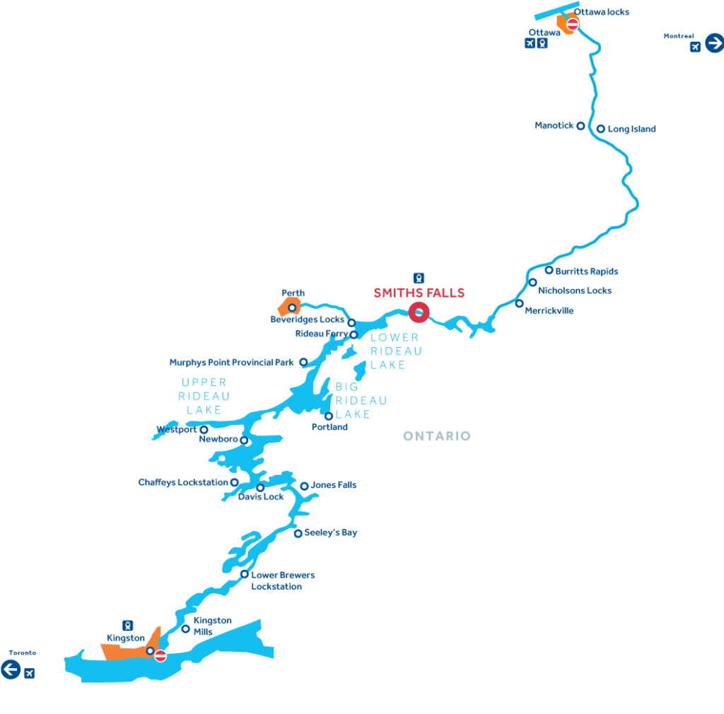 Vaargebied van het Rideau Kanaal in Canada